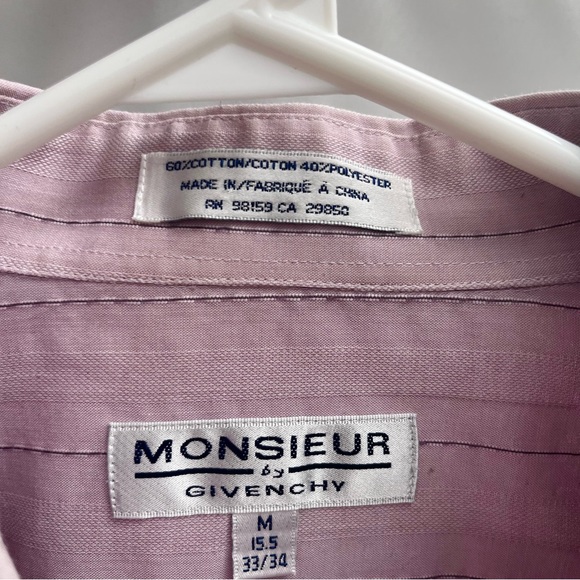 Givenchy Paris Monsieur Gentleman vintage stripe lilac - pastel 15.5 size Medium - Picture 8 of 8